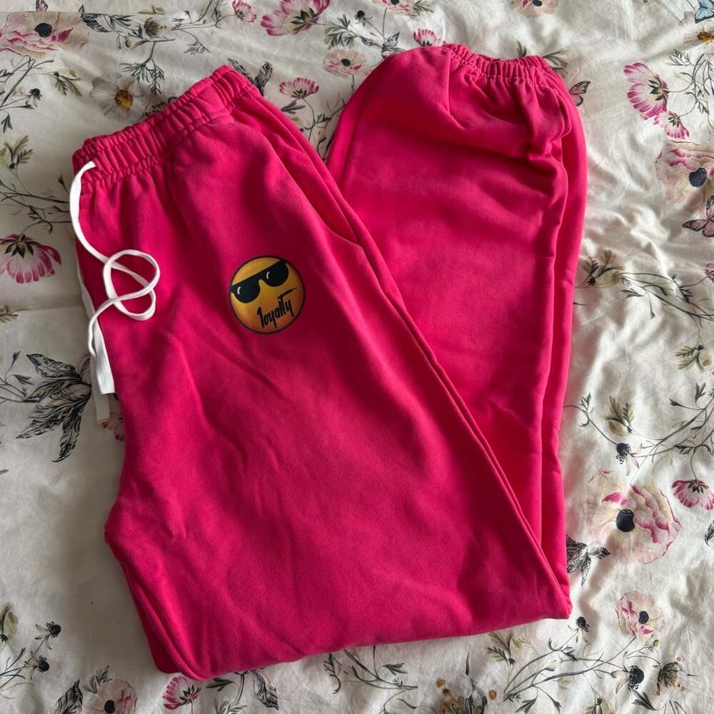 TY1 x Vandy the Pink Faker "Loyalty" Smiley Face Jogger Sweatpants Pink Size XL